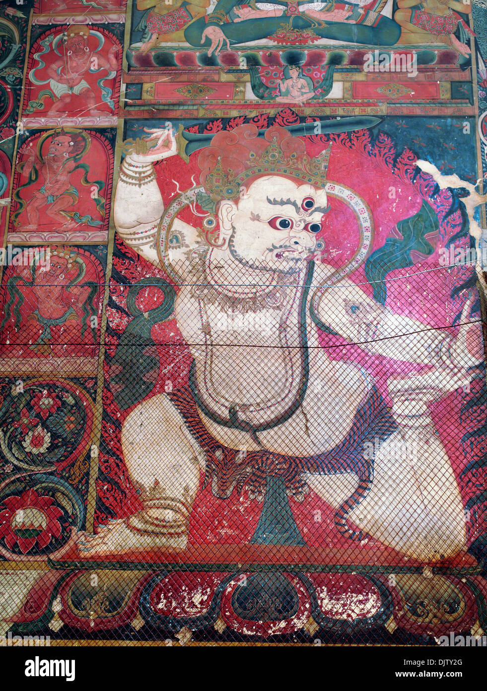 Wandmalerei, Shalu Kloster, Shigatse, Tibet, China Stockfoto