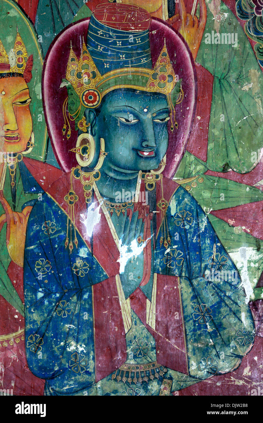 Wandmalerei (11. Jahrhundert), Dratang Kloster, Lhoka (Shannan) der Präfektur, Tibet, China Stockfoto