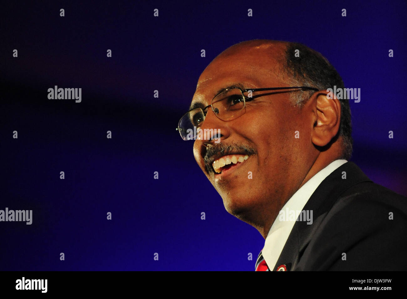 10 April 10 - Republican National Committee Chairman Michael Steele, befasst sich das Publikum auf den dritten und letzten Tag der südlichen Republican Leadership Conference statt im Hilton Riverside in New Orleans, Louisiana (Kredit-Bild: © Stacy Revere/Southcreek Global/ZUMApress.com) Stockfoto