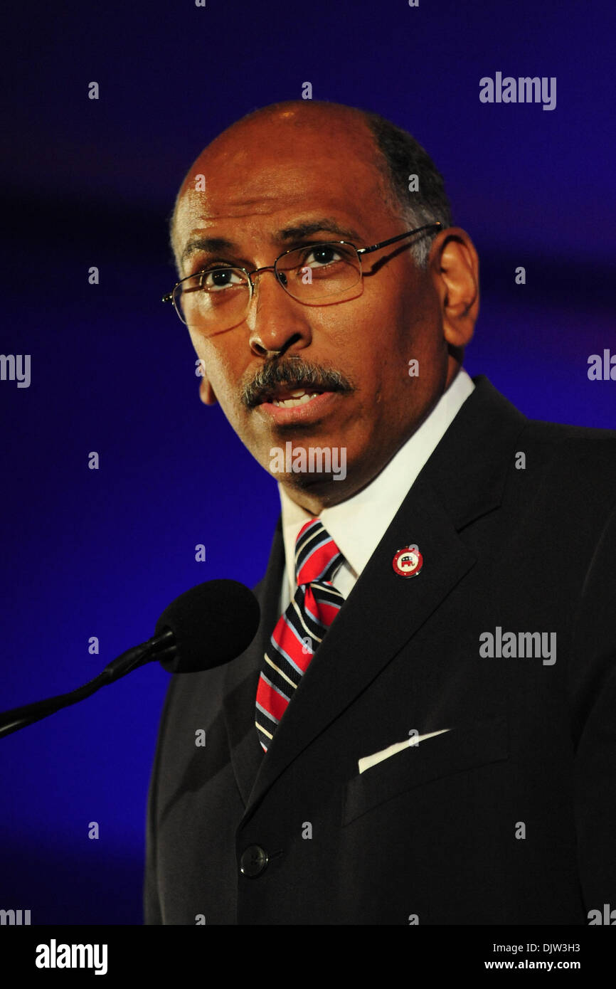 10 April 10 - Republican National Committee Chairman Michael Steele, befasst sich das Publikum auf den dritten und letzten Tag der südlichen Republican Leadership Conference statt im Hilton Riverside in New Orleans, Louisiana (Kredit-Bild: © Stacy Revere/Southcreek Global/ZUMApress.com) Stockfoto