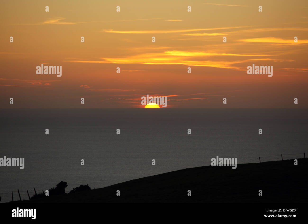 Sonnenuntergang von Abbotsbury Hügel 30.11.2013 Stockfoto