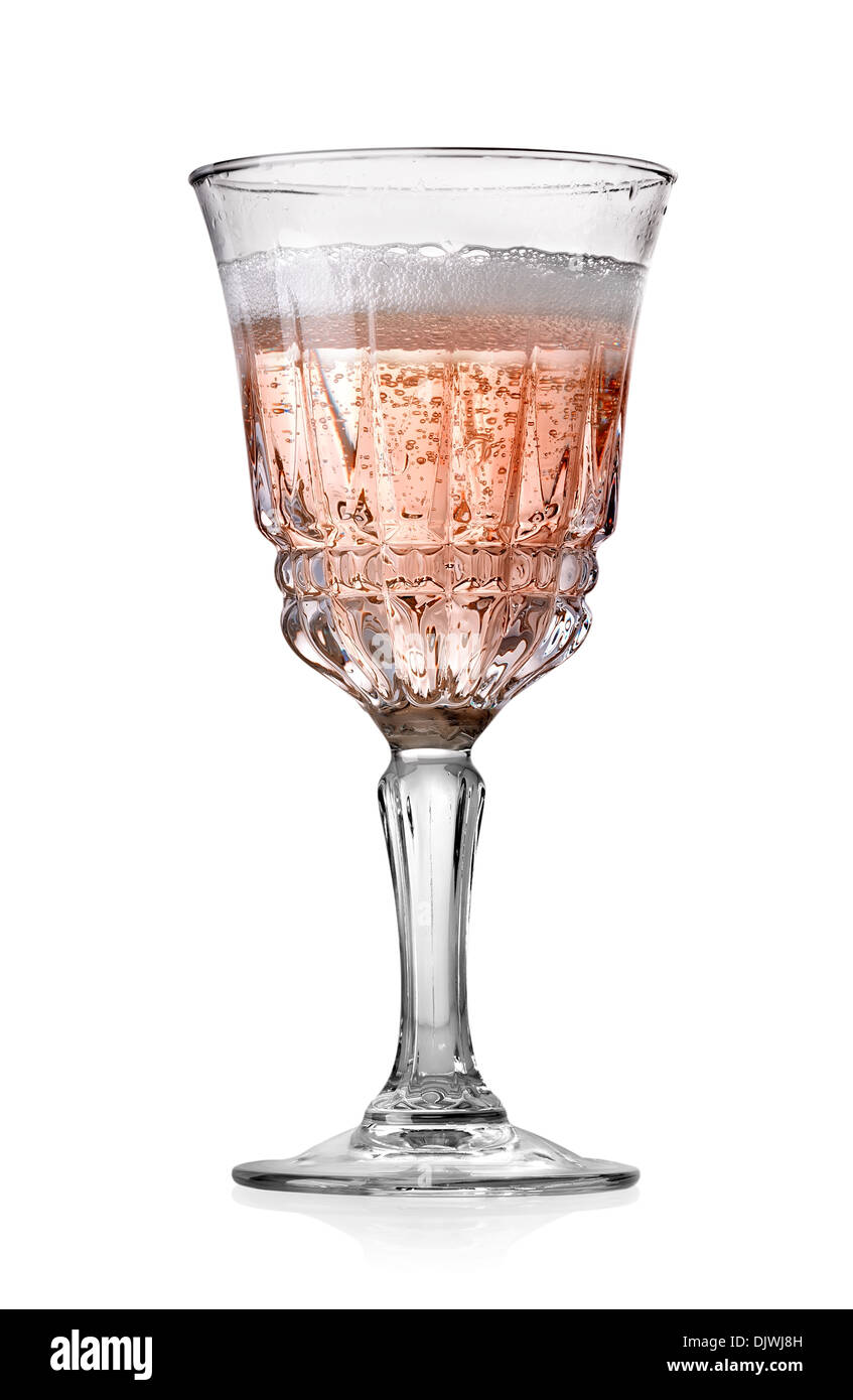 Kelch Rosa Champagner isoliert auf weißem Hintergrund Stockfoto
