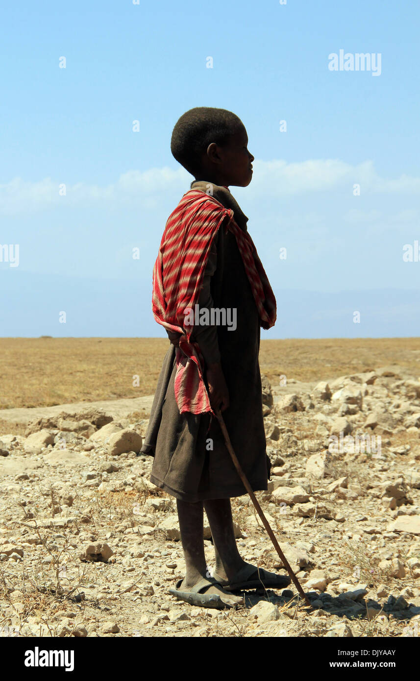 Junge Junge Massai, Ngorongoro Conservation Area, Tansania Stockfoto