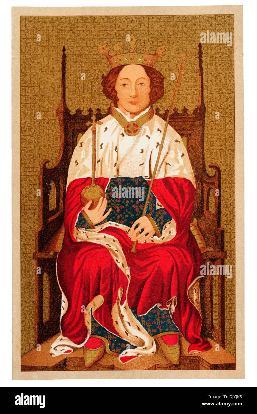 Richard II (6 Januar 1367 – ca. 14 Februar 1400) war König von England von 1377 bis er in 1399 Chromolitho abgesetzt wurde Stockfoto