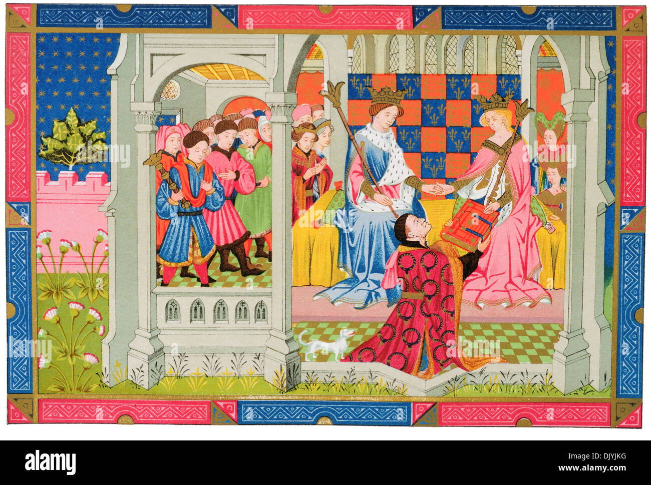 Heinrich VI. und seine Königin, ein Buch von John Talbot Earl of Shrewsbury Chromolitho erhalten Stockfoto