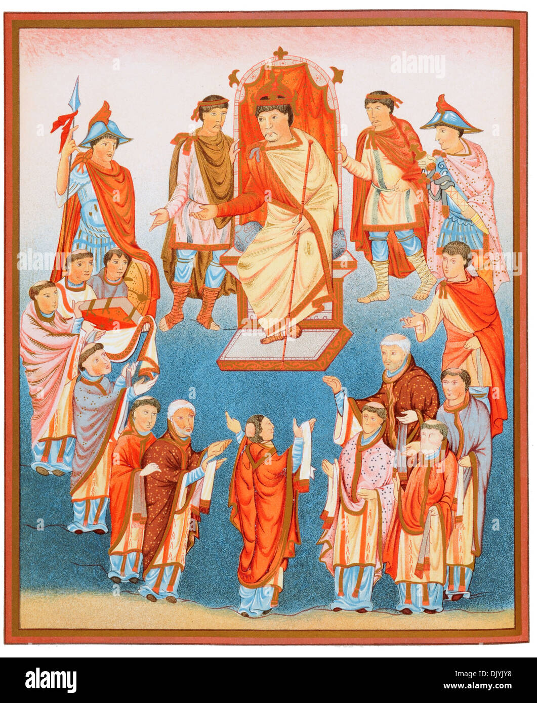 Charles le Chauve erhalten eine Bibel, die ihm vorgelegten Abbe Vivien chromolith Stockfoto