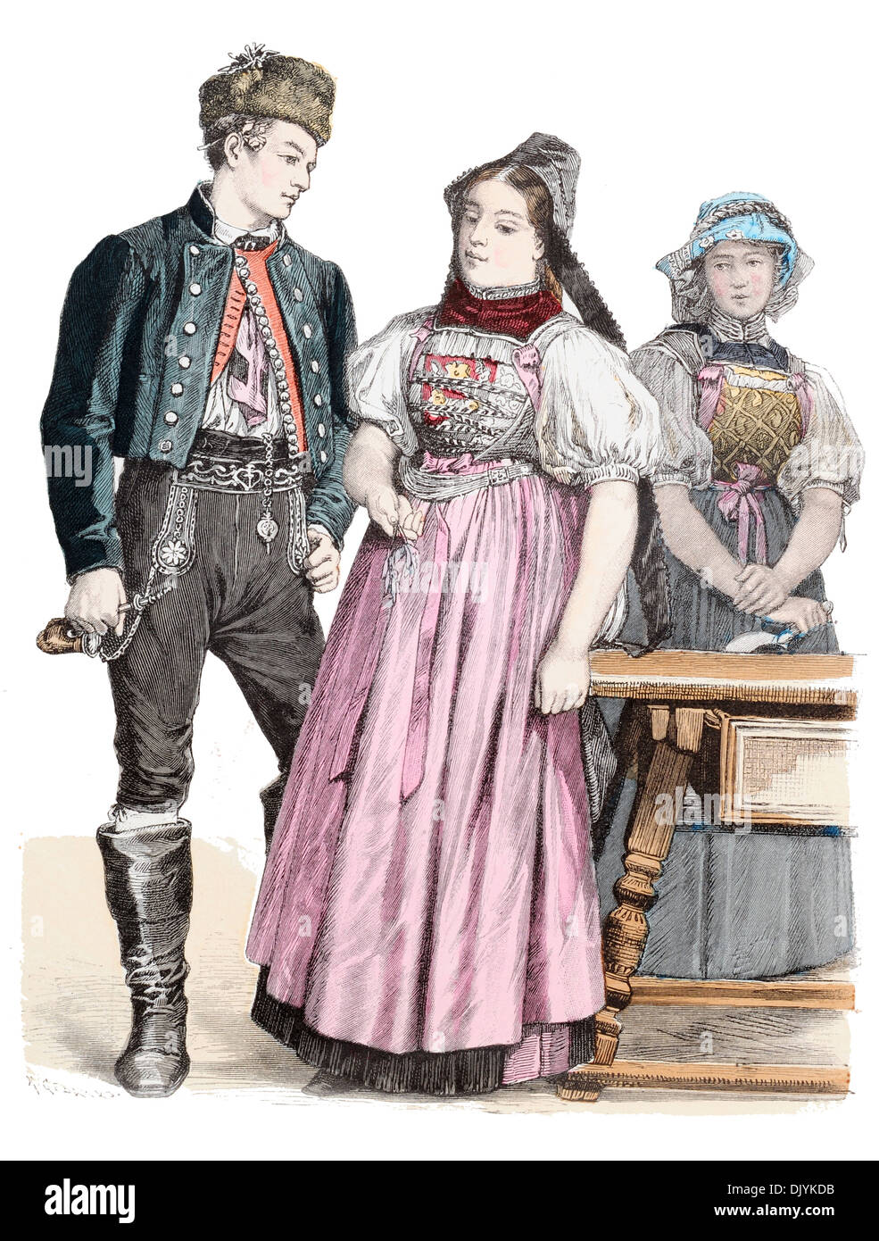 Ende Des 19. Jahrhunderts Xix 1800Er Jahren Deutschland Kostüme Von Baden  Baden Stockfotografie - Alamy