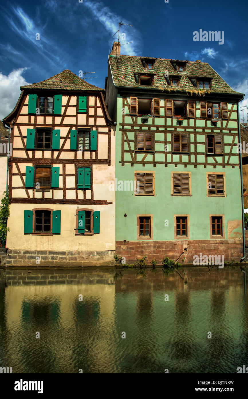 Fachwerkhäuser in Straßburg (Frankreich), HDR-Technik Stockfoto