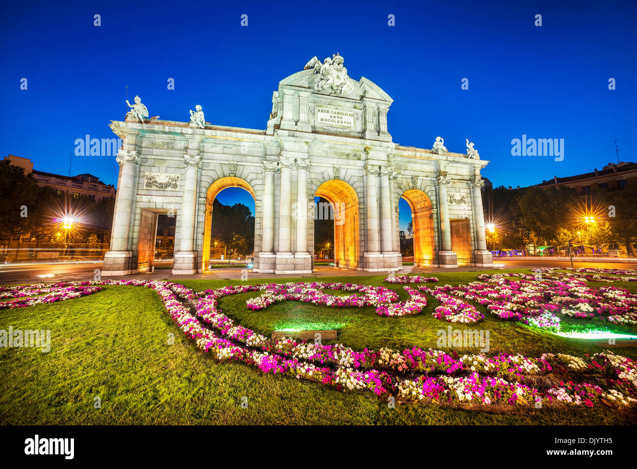 Berühmten Puerta de Alcalá, Madrid Cibeles District, Spanien Stockfoto