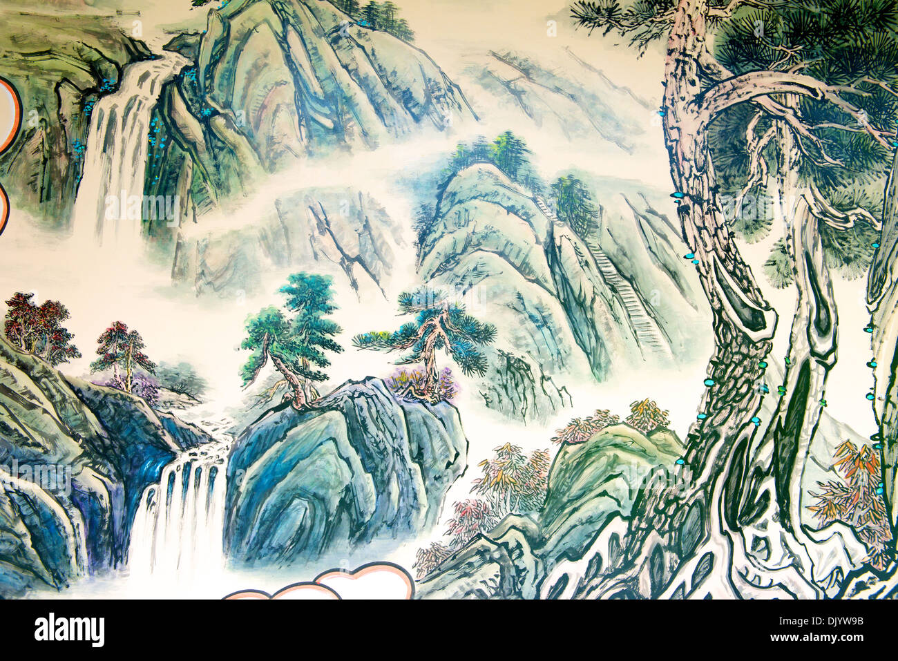 Chinesische klassische Landschaftsmalerei der Natur Stockfoto