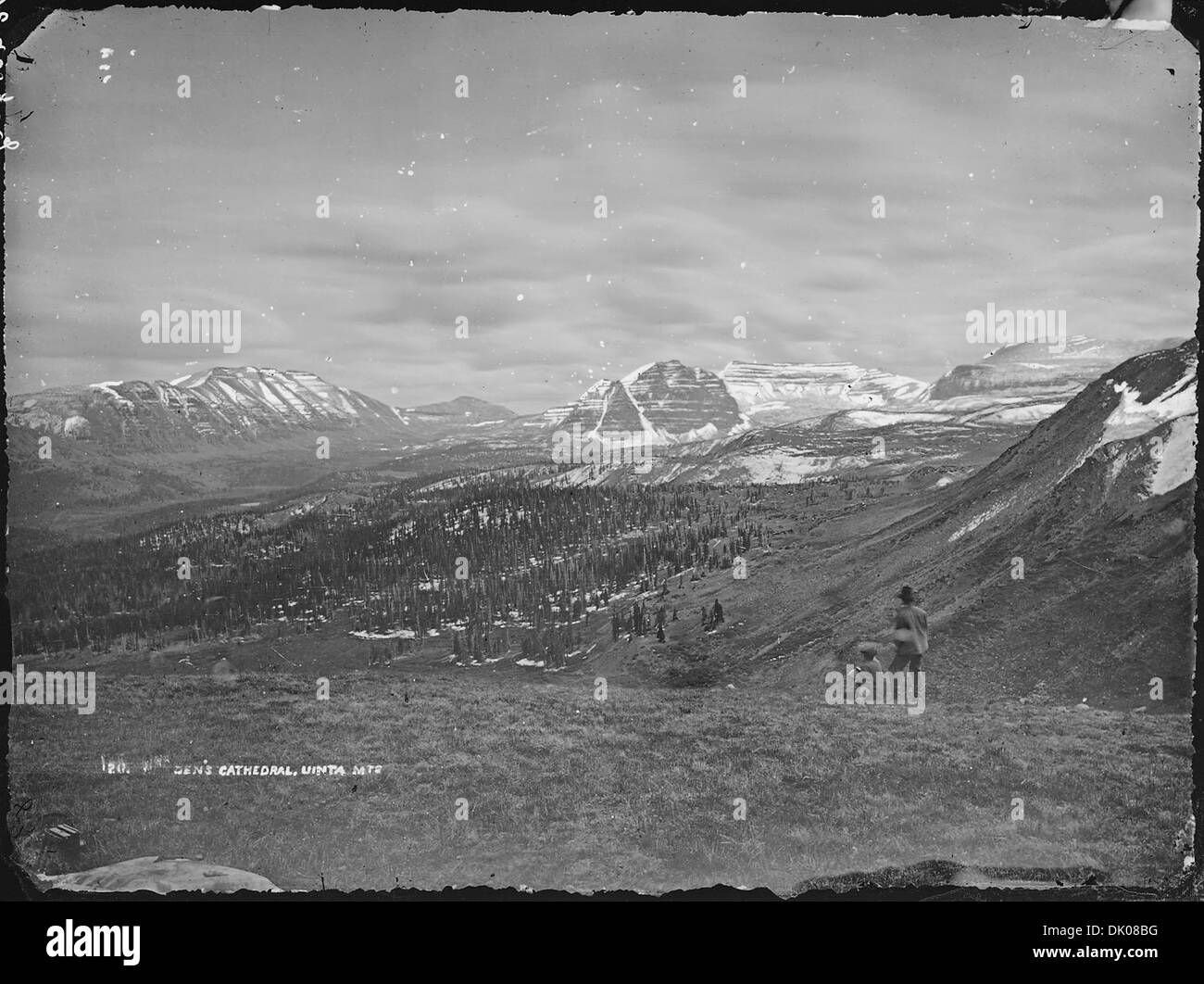 Die Hayden's Cathedral ist eine bedeutende geologische Formation in den Uinta Mountains im Summit County, Utah, die für ihre charakteristischen Felsformationen bekannt ist. Stockfoto