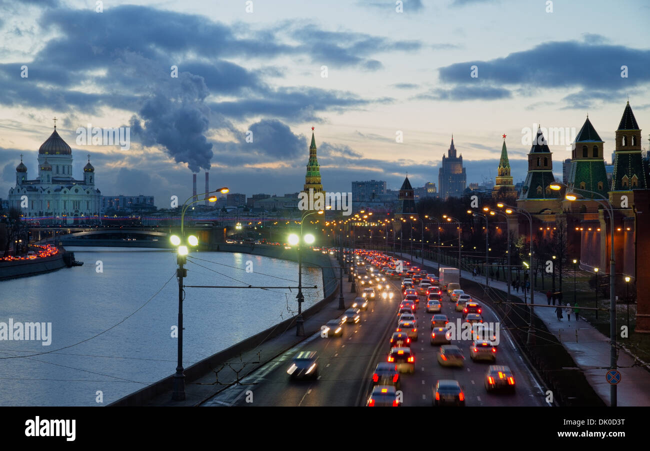 Russland, Moskau Blick auf die Stadt bei Sonnenuntergang Stockfoto