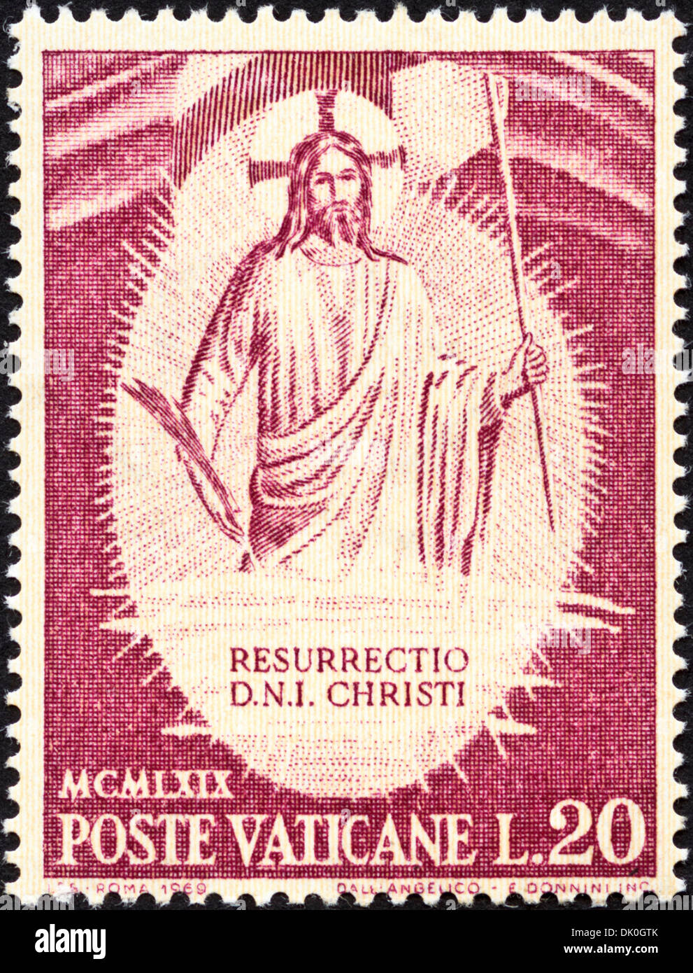 Briefmarke Vatikan L.20 mit der Auferstehung Christi ausgestellt 1969 Stockfoto
