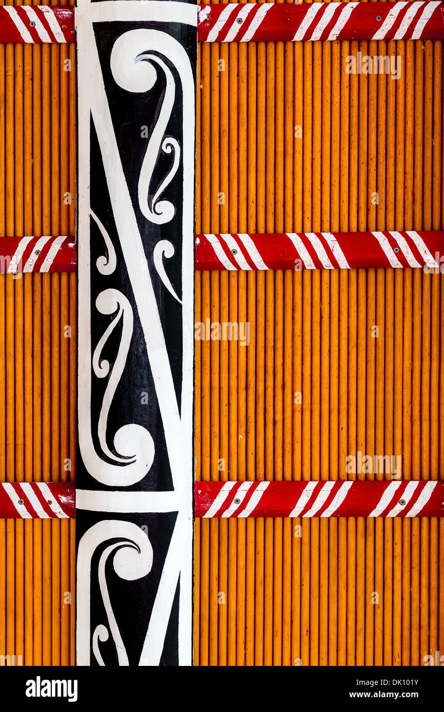 Maori carving, Maori Dorf, Whakararewa, Rotorua, Nordinsel, Neuseeland Stockfoto