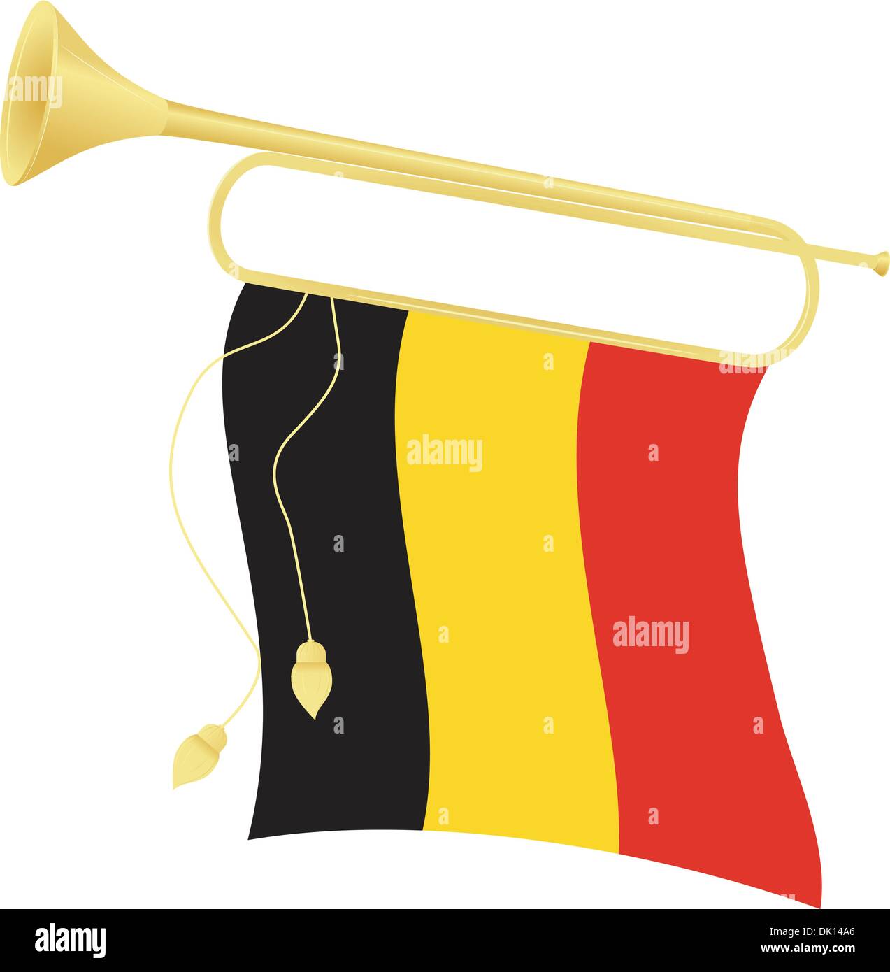 Vector Illustration Signalhorn mit einer Flagge Belgien Stock Vektor