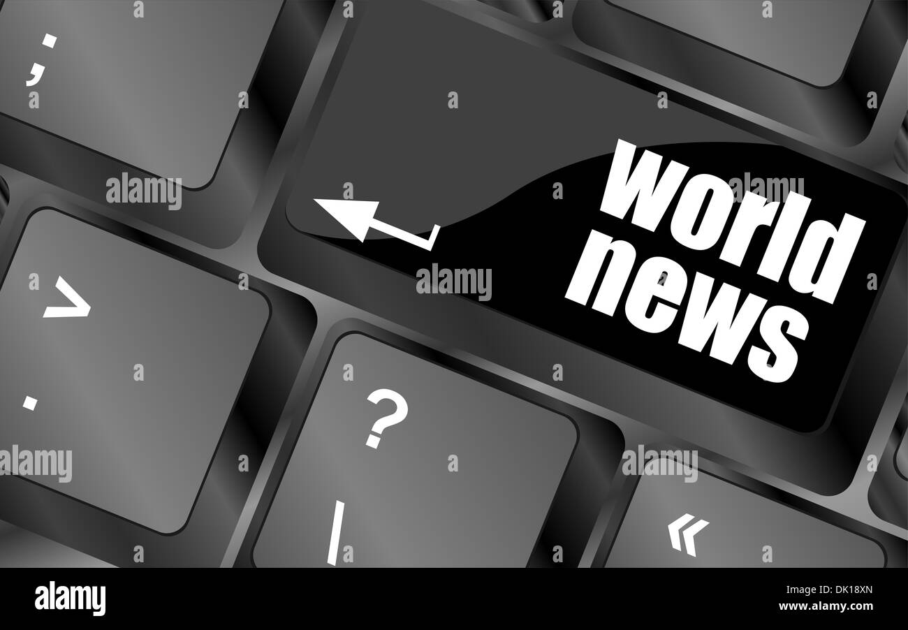Wörter-Weltnachrichten auf Computer-Tastatur-Taste Stockfoto