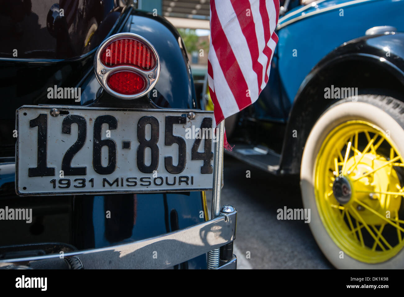 Historischen Missouri state Platte auf einem original Ford A-Modell. Stockfoto