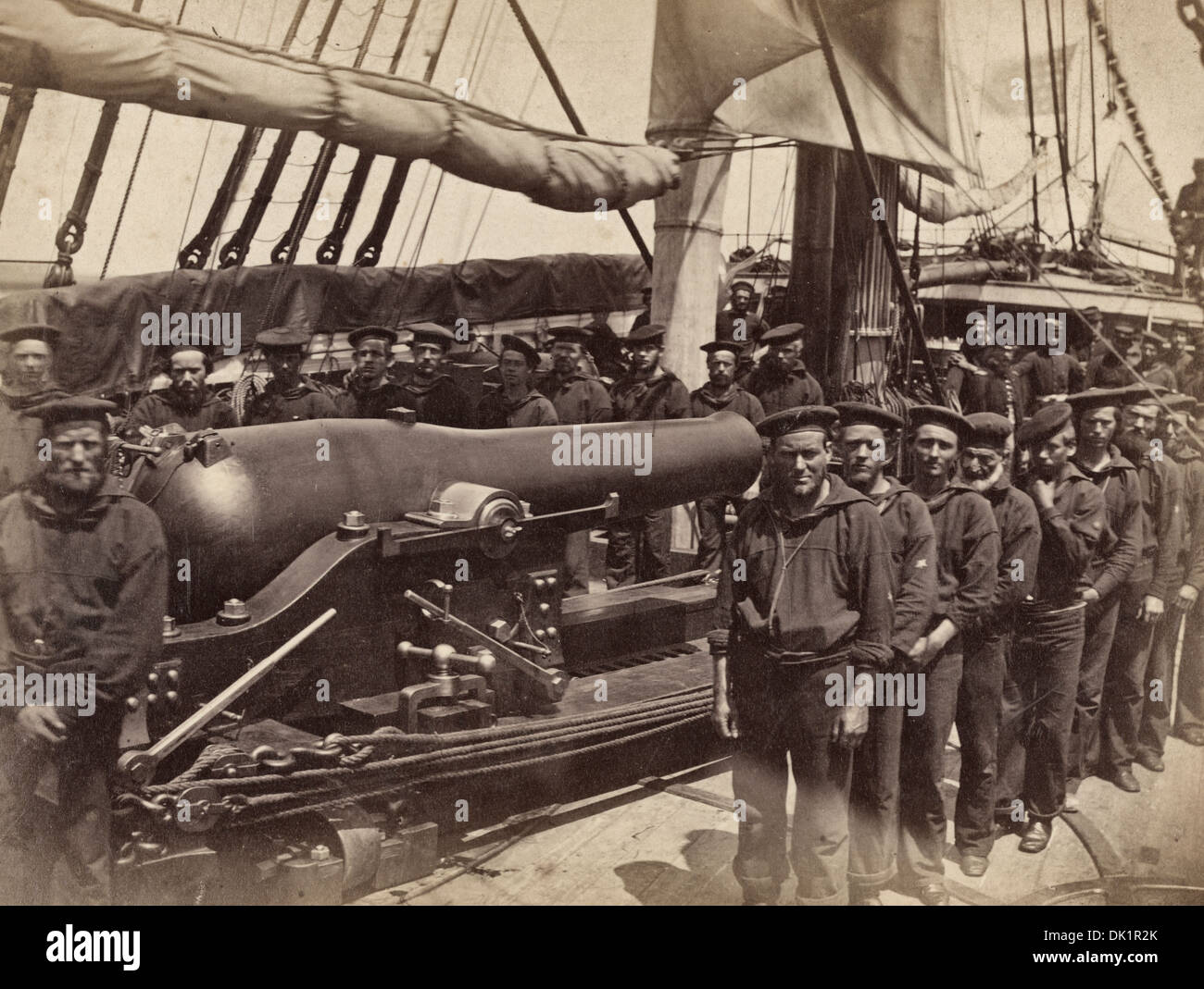 Pivot Waffen Mannschaft, US-Dampfer Pocahontas 1862, während USA Bürgerkrieg Stockfoto