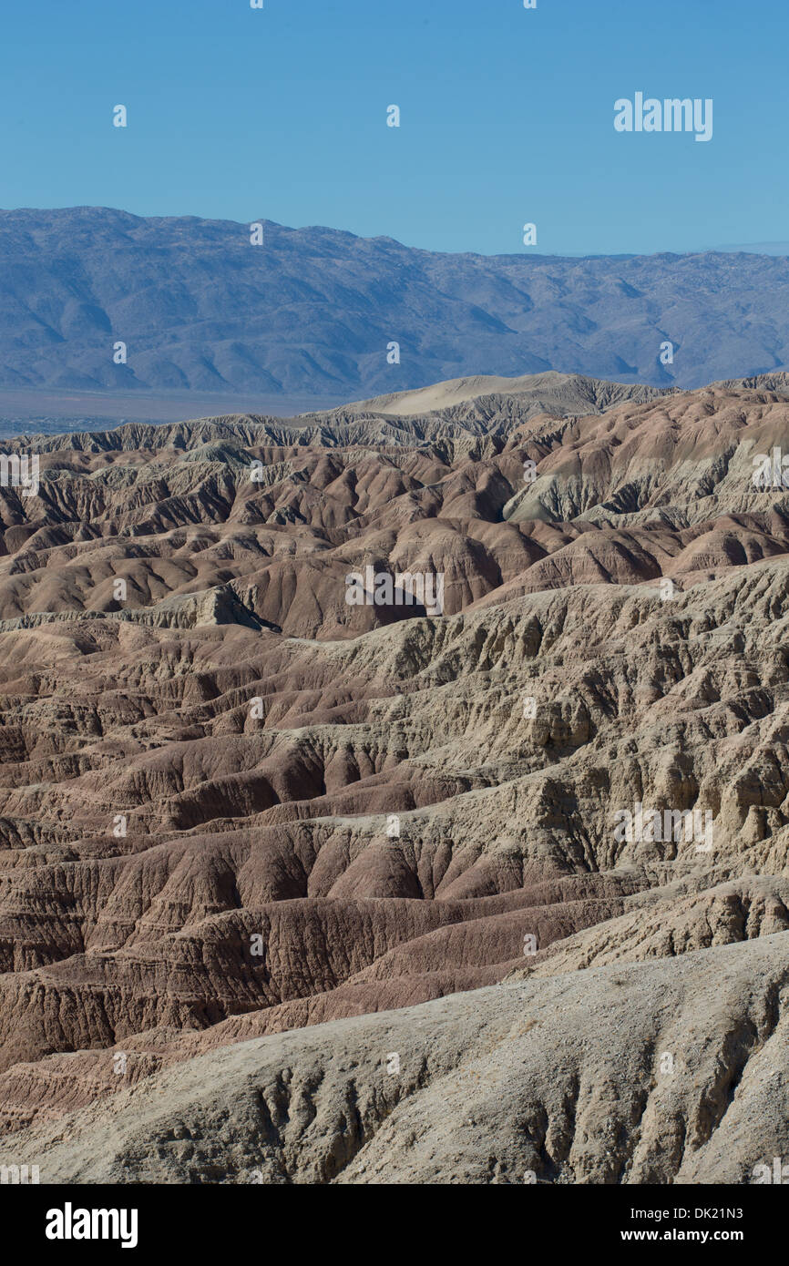 Blick von der Vista del Malpais, Anza Borrego Desert State Park, San Diego County, Kalifornien, USA. Stockfoto