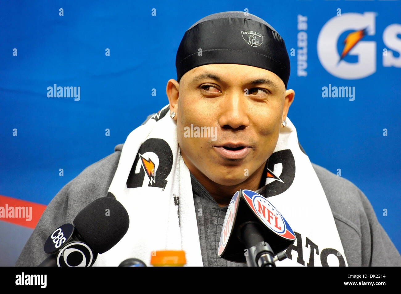 1. Februar 2011 - Arlington, Texas, Vereinigte Staaten von Amerika - Pittsburgh Steelers Wide Receiver Hines Ward (86) bei der Super Bowl XLV Medientag für die AFC Champion Pittsburgh Steelers im Cowboys Stadium in Arlington, Texas. (Kredit-Bild: © Steven Leija/Southcreek Global/ZUMAPRESS.com) Stockfoto