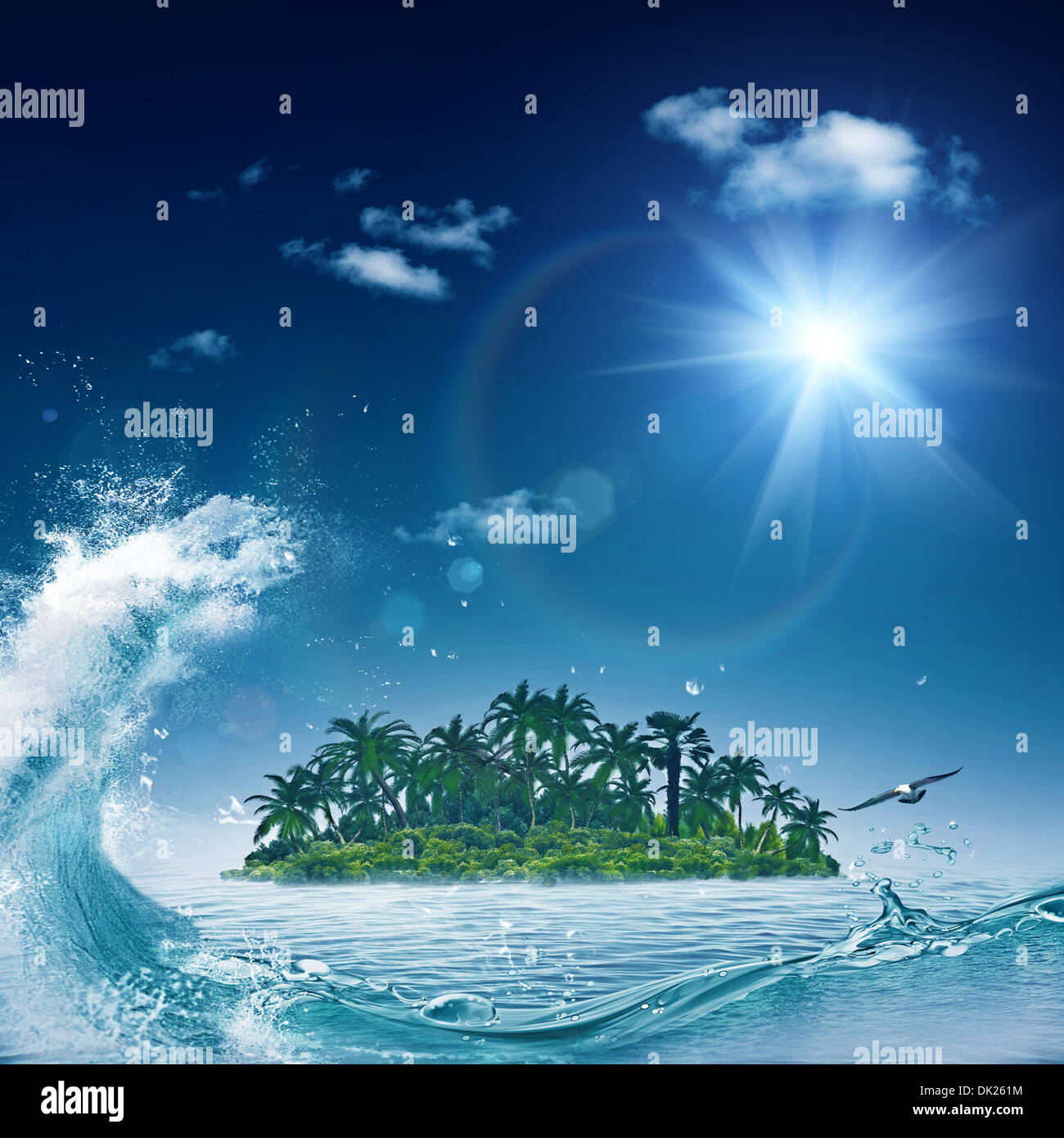 Allein Insel im Ozean, ökologische abstrakt Stockfoto