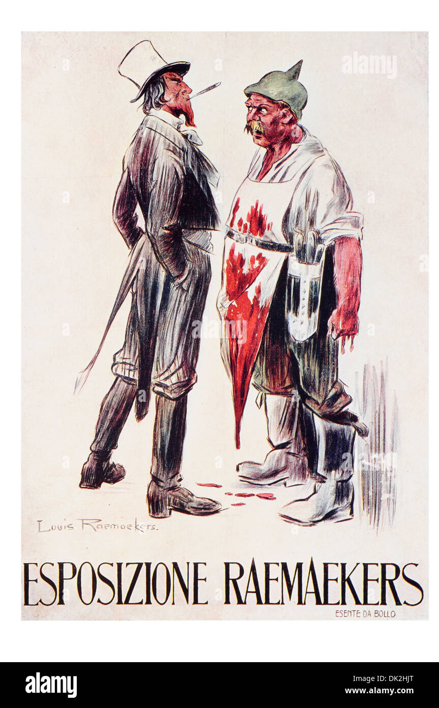 Künstler, Louis Raemaekers. Poster mit dem Titel, neutrale Amerika und die Hun. Plakat für eine Ausstellung Raemaekers Karikaturen in Mailand Stockfoto