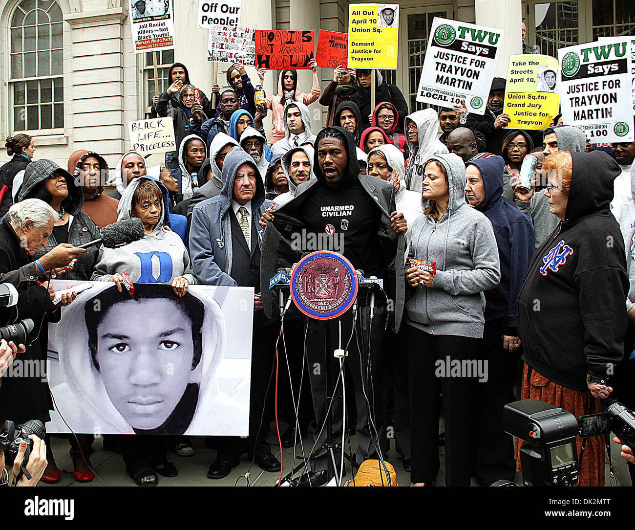 Des Rates Pressekonferenz Mitglied Jumaane Williams New York City Council Member in Erinnerung an Trayvon Martin im Rathaus Stockfoto
