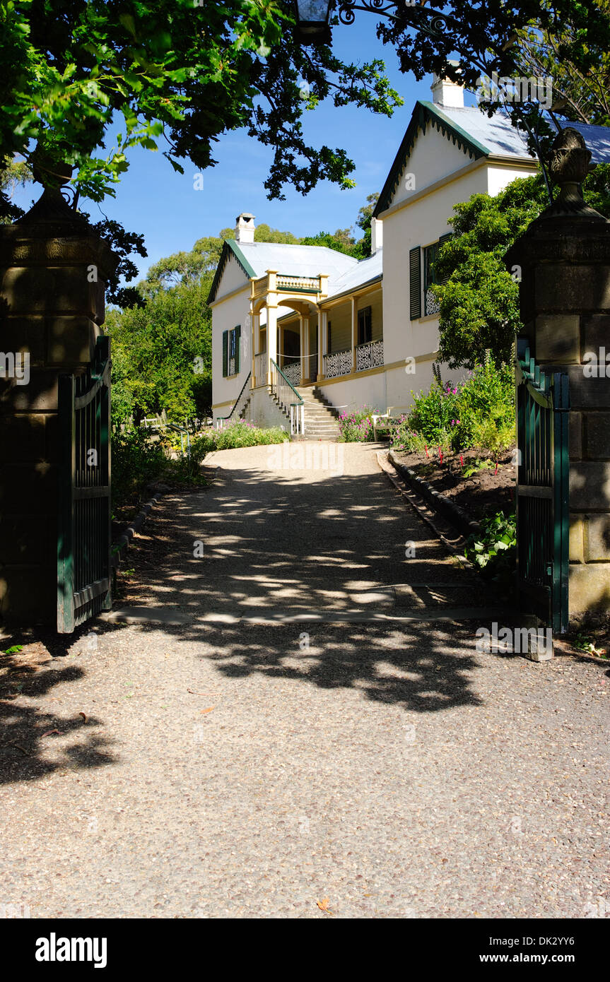 Der Gefängnisdirektor Haus an der Port Arthur Penal Colony, Tasmanien, Australien. Stockfoto