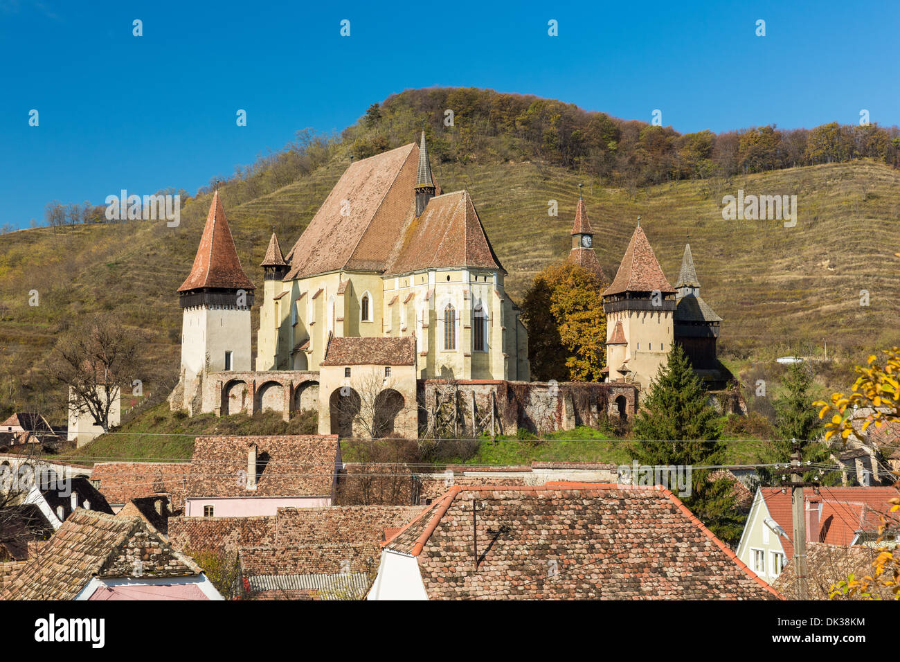 Wehrkirche in Birthälm, Rumänien Stockfoto