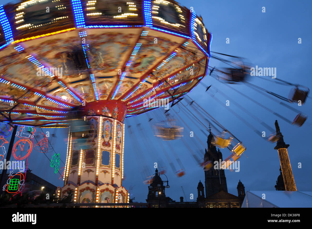 Weihnachten Kirmes in George Square, Glasgow, Schottland. Stockfoto