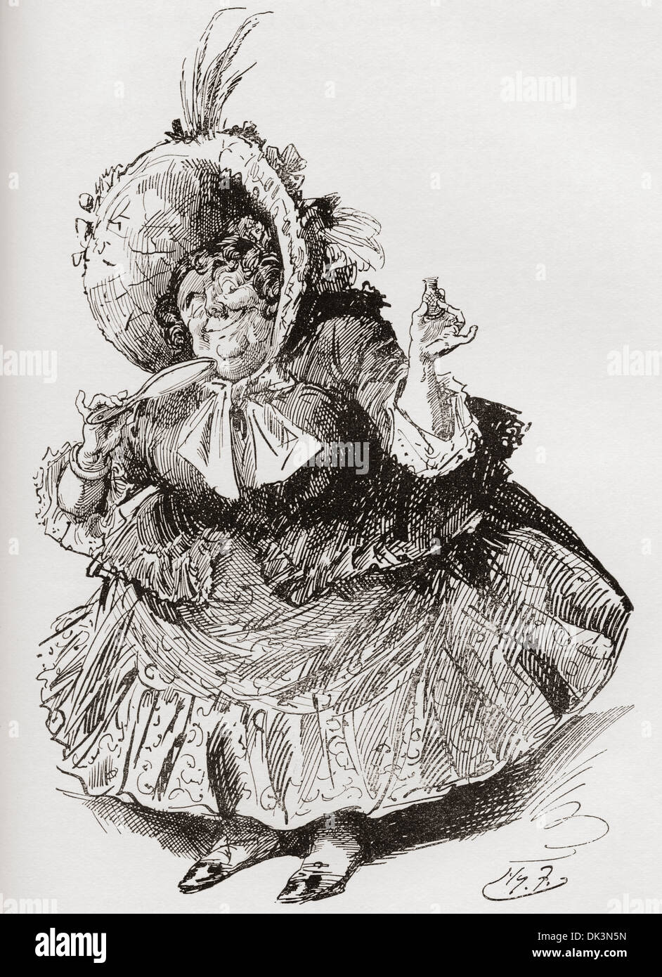 Miss Mowcher. Illustration von Harry Furniss für Charles Dickens Novel David Copperfield. Stockfoto