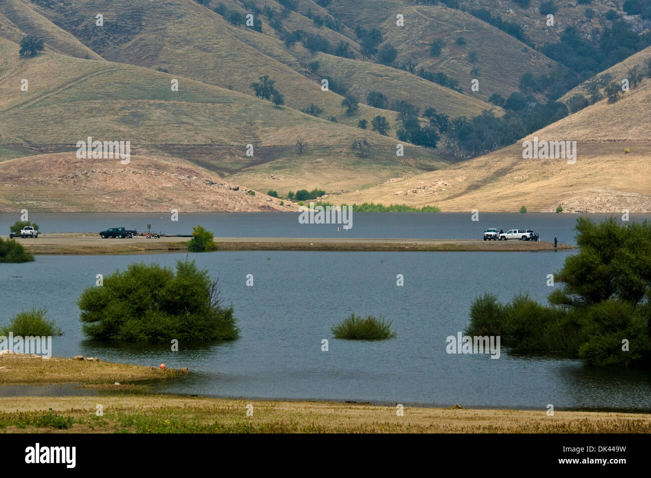 Niedrigen Wasserstand am Lake Kaweah, Tulare County, Kalifornien Stockfoto