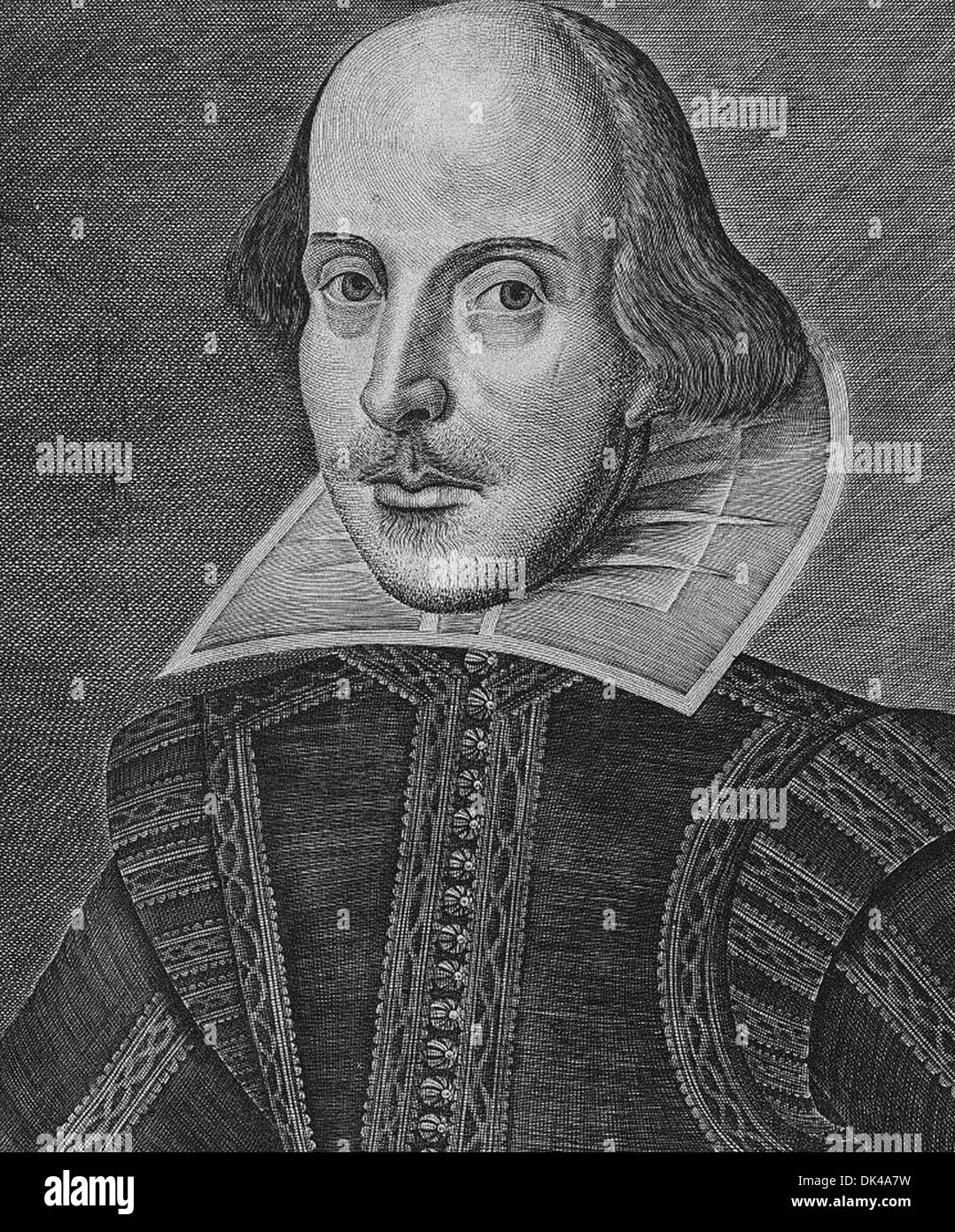 William Shakespeare - Gravur aus seinem ersten Folio - 1623 Stockfoto