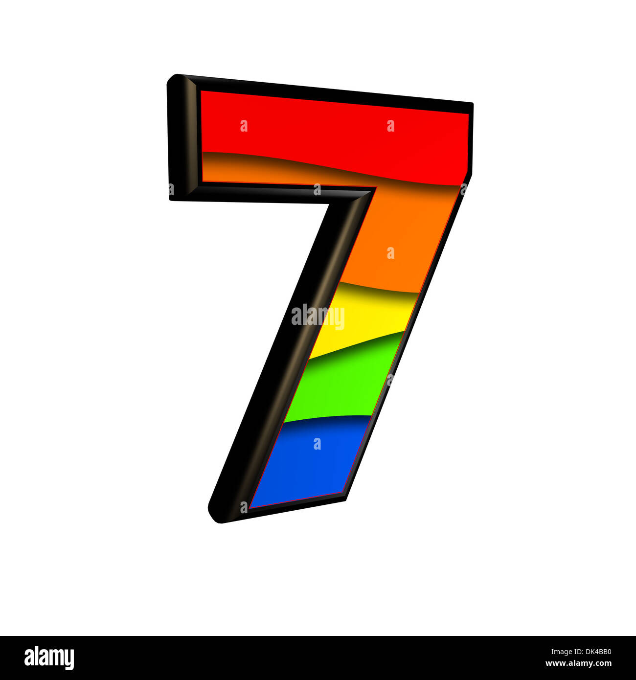 Ziffer mit Regenbogen Textur - 7 Stockfoto