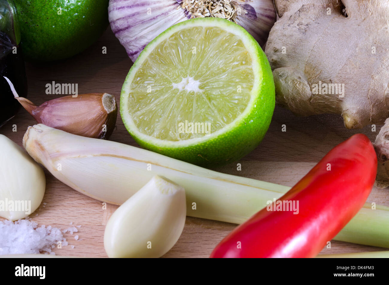 Detail der Zutaten zum Würzen von Thai-Küche verwendet Stockfoto