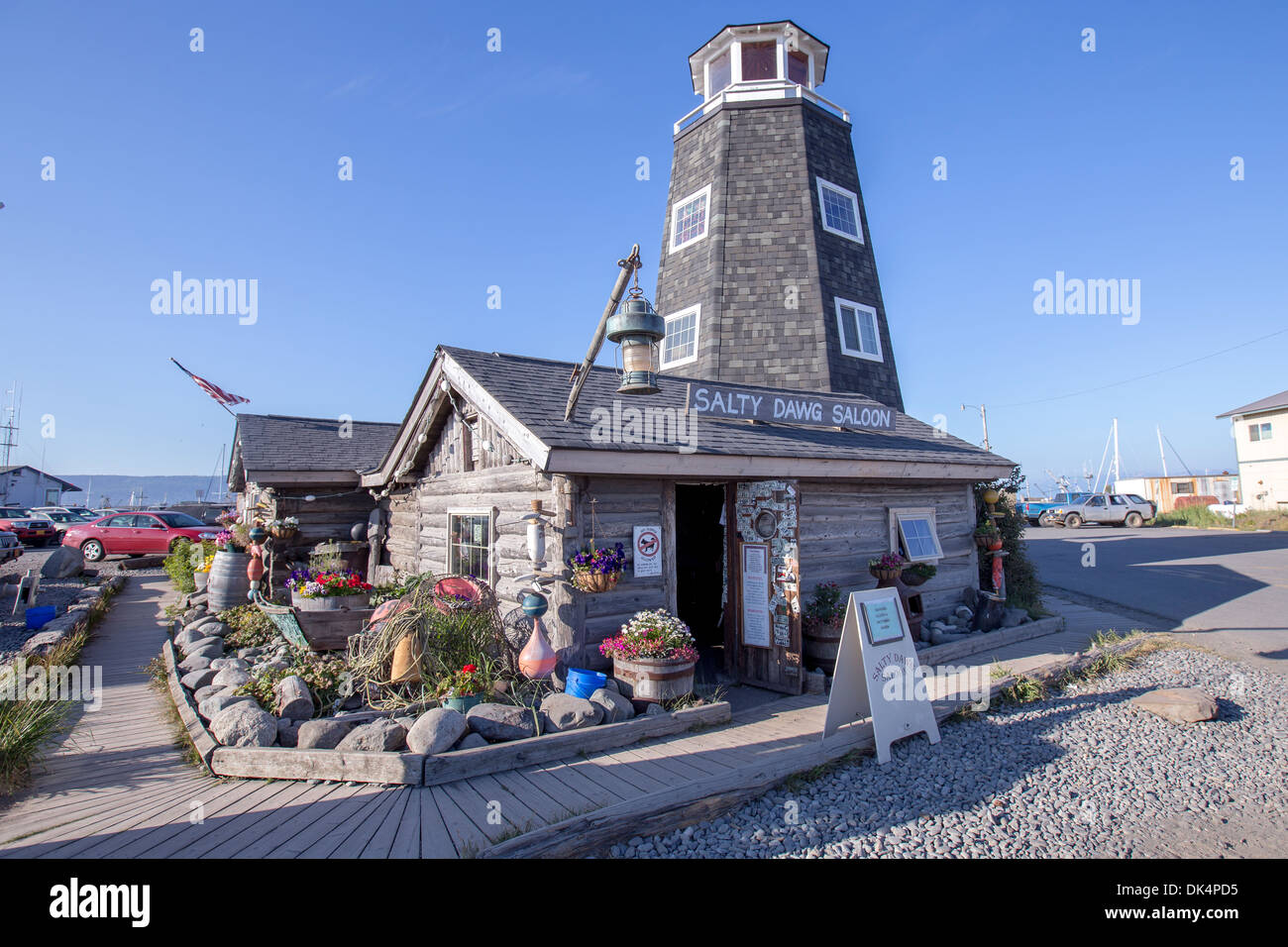 Salzige Dawg Saloon am Spieß, Homer, Alaska, USA Stockfoto
