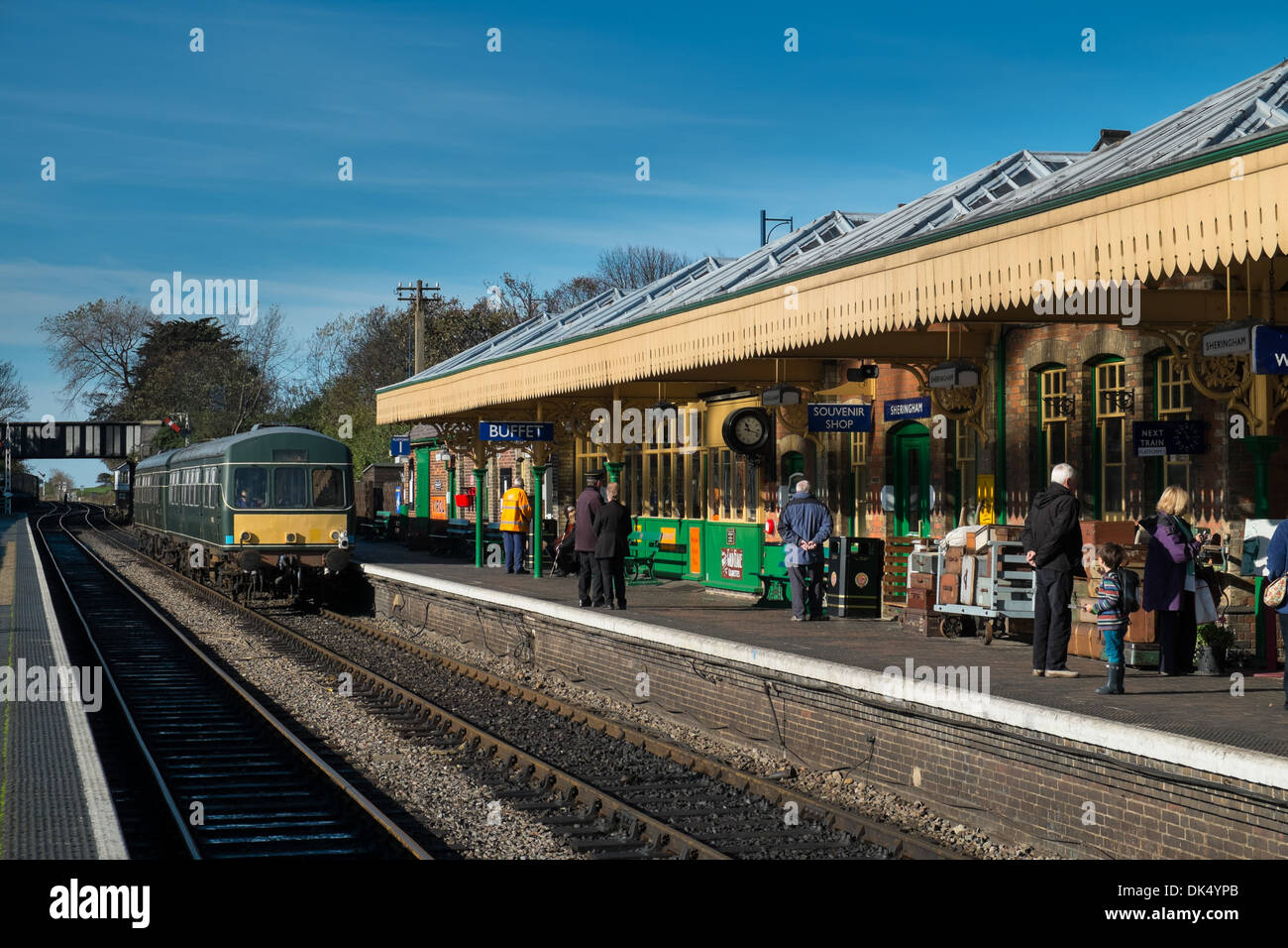 Blick auf Sheringham Heritage Linie Bahnhof, Norfolk. Stockfoto