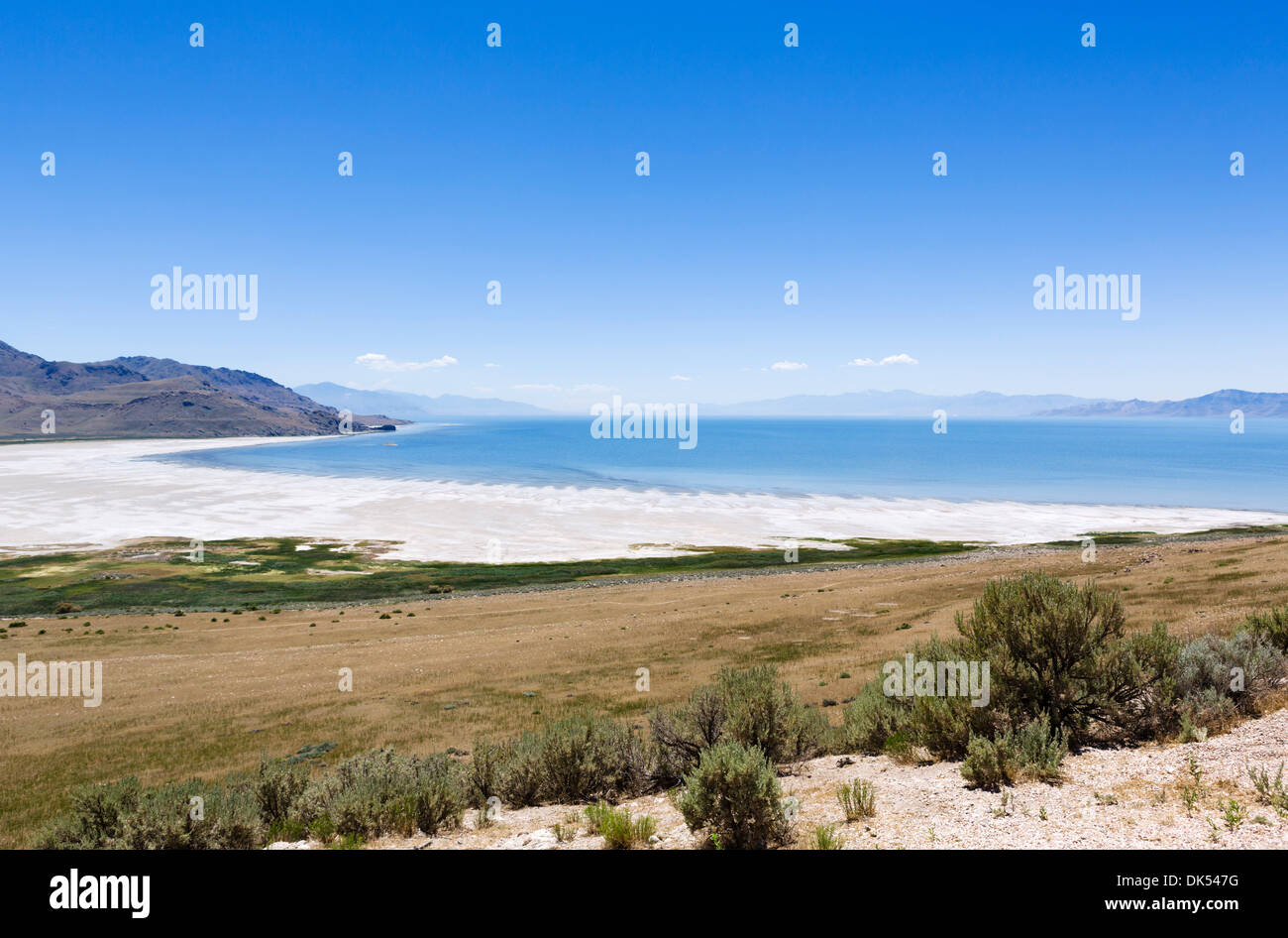 Blick über White Rock Bay, Antelope Island, Antelope Island State Park, Great Salt Lake City, Utah, USA Stockfoto