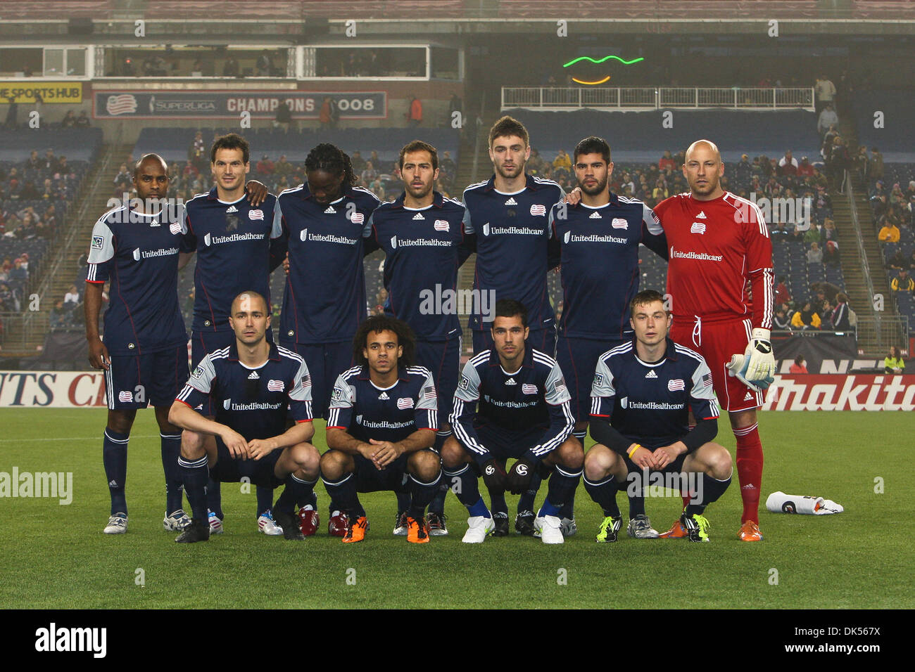 23. April 2011 - Foxborough, Massachusetts, USA - die Startaufstellung der New England Revolution für das Spiel gegen Sporting KC.  New England Revolution besiegte Sporting KC 3 - 2. (Kredit-Bild: © Mark Box/Southcreek Global/ZUMAPRESS.com) Stockfoto