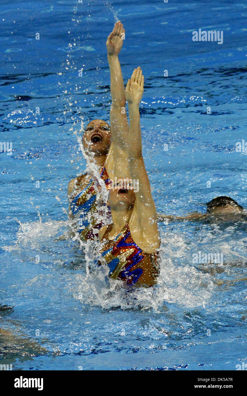 20. Juli 2011 - Shanghai, China - die russische Synchronschwimmen Team in der Vorrunde des Teams führt freien Wettbewerbs am Tag 5 des FINA-Weltmeisterschaften in Shanghai. (Kredit-Bild: © Jeremy Breningstall/ZUMAPRESS.com) Stockfoto