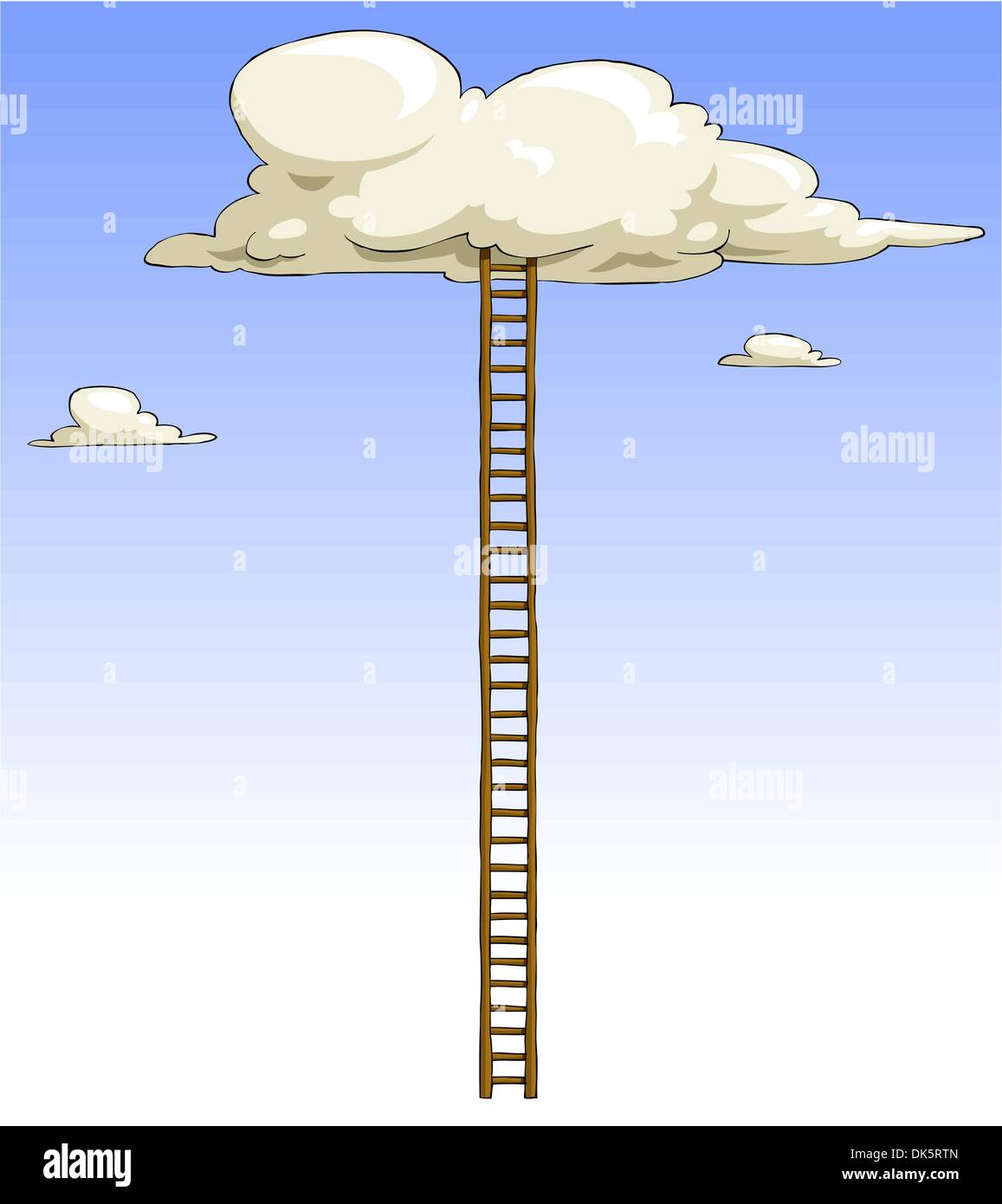 Cartoon-Leiter bis zu den Wolken, Vektor-illustration Stock Vektor