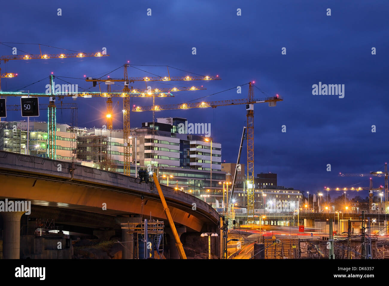 Bautätigkeit im Zentrum von Stockholm Stockfoto