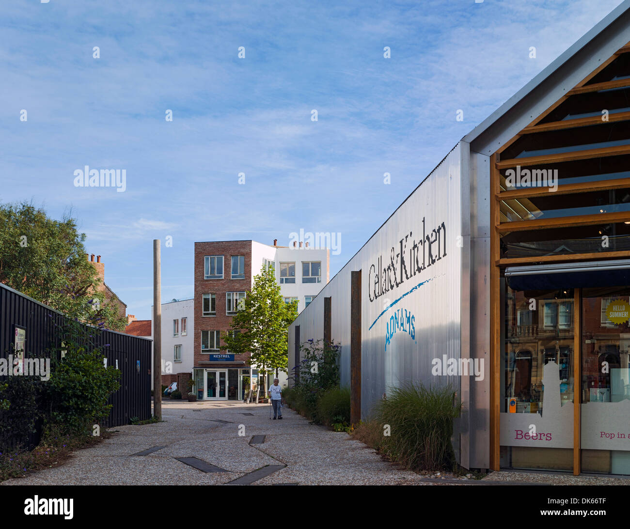 Tibby Dreieck, Southwold, Vereinigtes Königreich. Architekt: Ash Sakula Architects, 2013. Blick auf das Schema von Victoria Street Witz Stockfoto