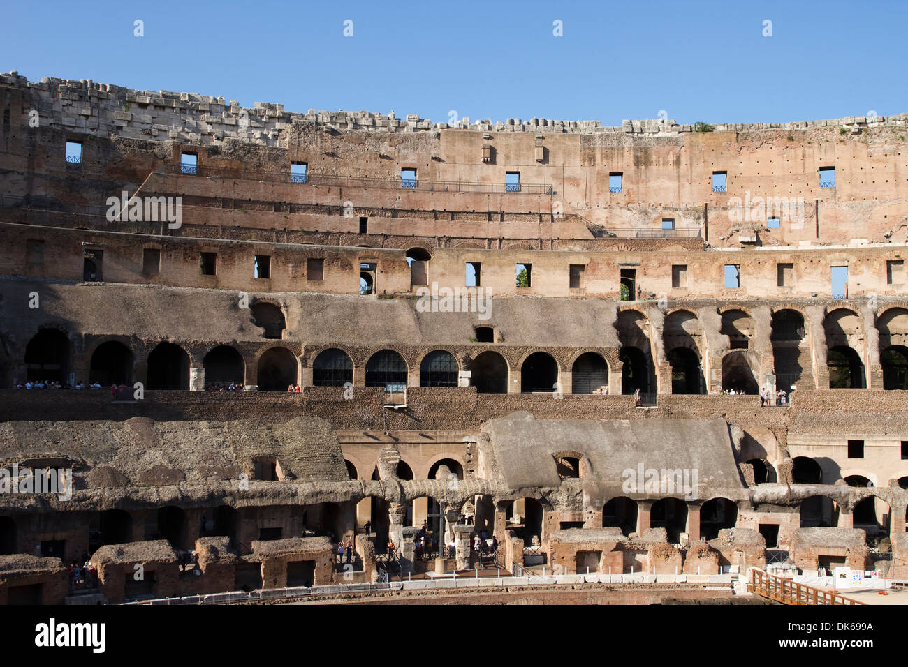 Detail das berühmte Kolosseum in Rom, Italien. Stockfoto