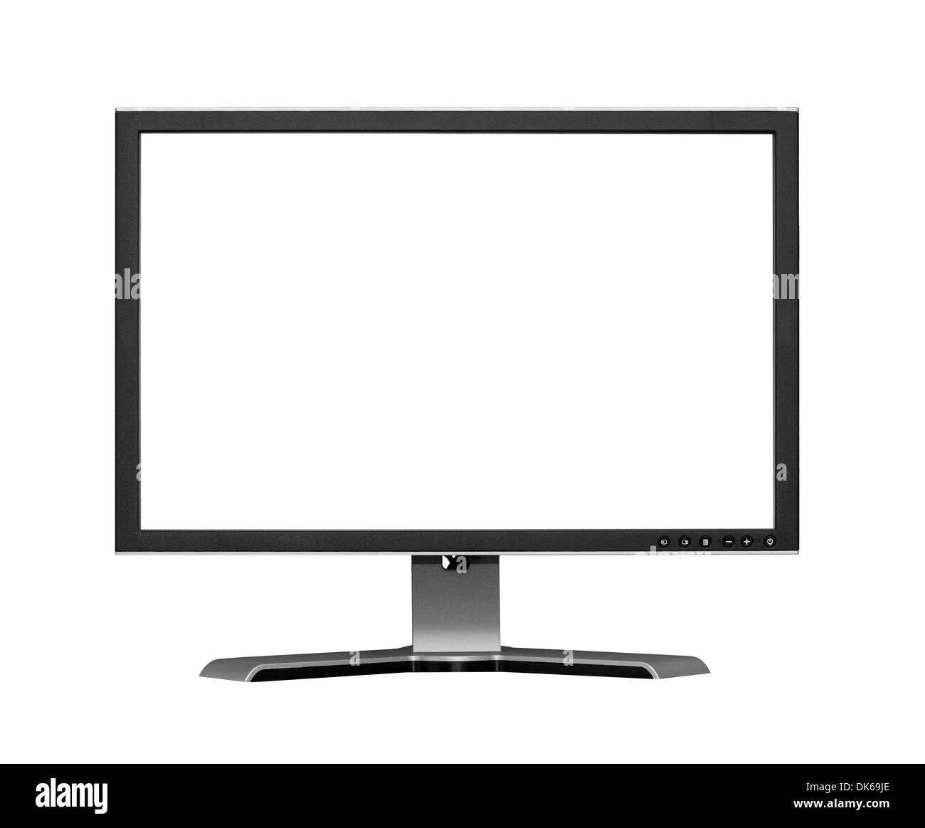Isolierte große Flatscreen-Monitor auf weißem Hintergrund Stockfoto