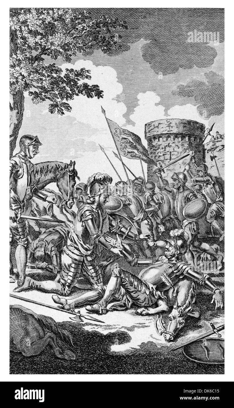 Robert Sohn Wilhelms des Eroberers, spart das Leben seines Vaters in der Schlacht von Gerberoy 1079 Stockfoto