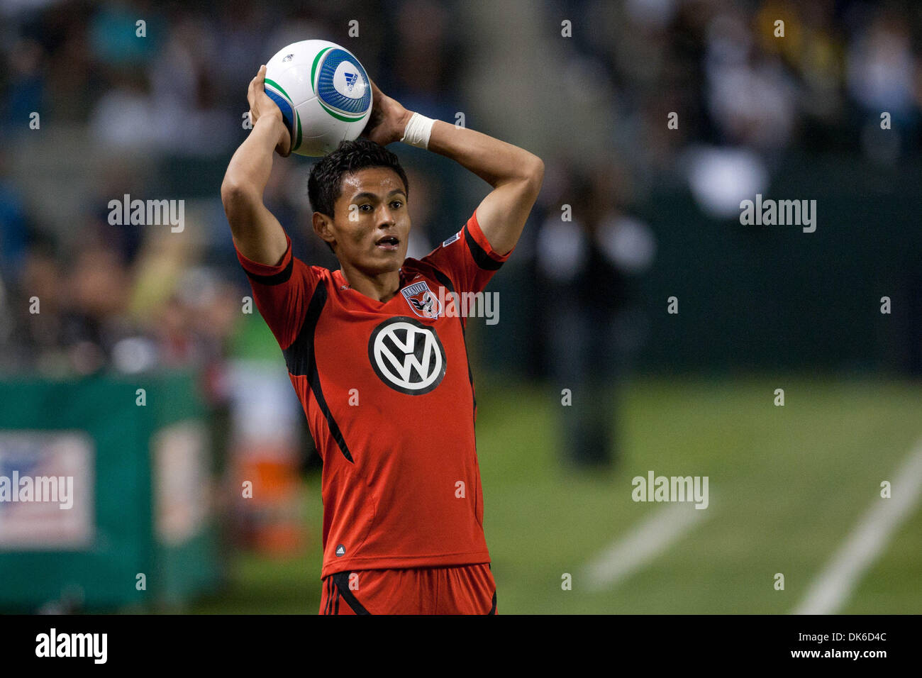 3. Juni 2011 - Carson, Kalifornien, USA - D.C. United Mittelfeldspieler Andy Najar #14 während der Major League Soccer Spiel zwischen DC United und die Los Angeles Galaxy im Home Depot Center. (Kredit-Bild: © Brandon Parry/Southcreek Global/ZUMAPRESS.com) Stockfoto