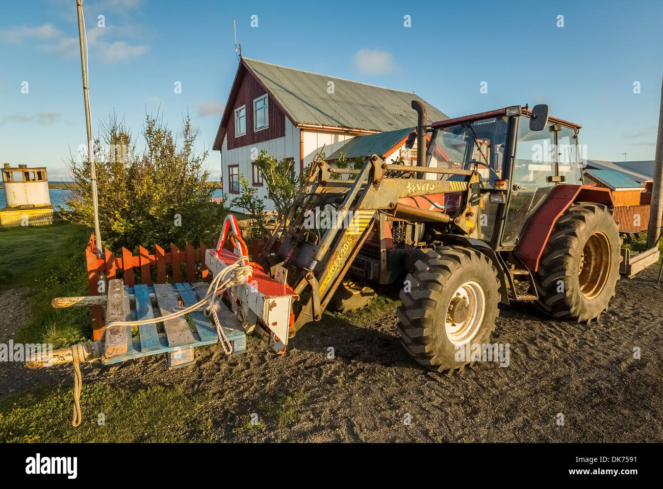 Ackerschlepper, Flatey Insel Breidafjördur, Island Stockfoto
