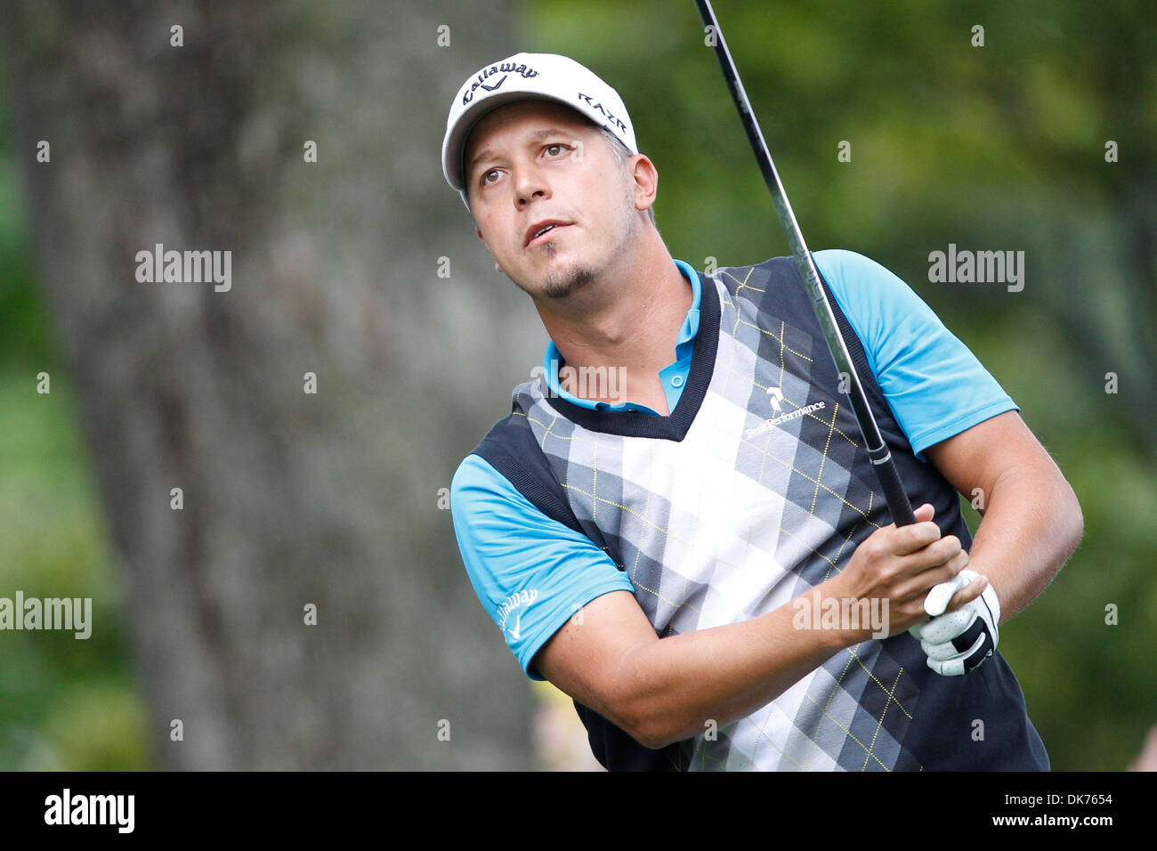 16. Juni 2011 - Bethesda, Maryland, USA - FREDRIK JACOBSON Abschlag am Loch in der ersten Runde des Spiels bei den US Open (Credit-Bild: © James Berglie/ZUMAPRESS.com) Stockfoto