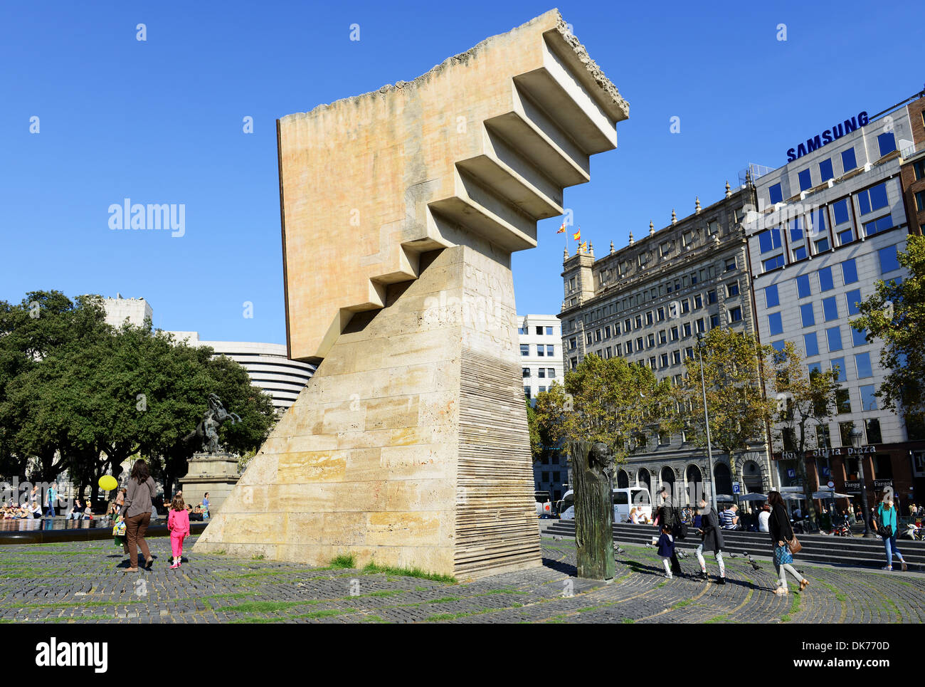 Barcelona, Plaça de Catalunya Denkmal für Francesc Macia, Barcelona, Spanien Stockfoto